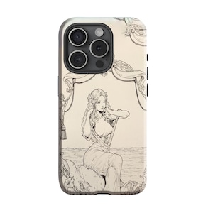 Mermaid Phone Case, Colorful Mermaid iPhone Cover with Indian Mandalas, Cute Floral Design, Tough Phone Protector, Gift for Ocean Lovers