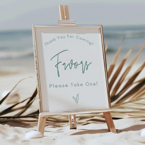 Sage Baby Shower Favor Sign Template, Editable Thank You Baby Shower Sign, Printable Minimalist Boho Party Decor, Canva Baby Shower Template
