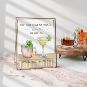 Enseigne de cocktail bar de plage, modèle d'enseigne de boisson signature drôle, menu de bar de fête tropical, enseigne de boisson de mariage côtier, décoration de bar d'été modifiable