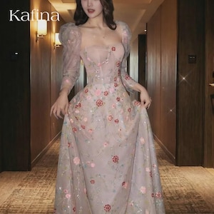 Blush Pink Floral Maxi Dress | Cottagecore Chiffon Gown