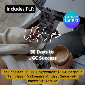 UGC Creator Pro: Fullständig guide + kontrakt, portfoliomall och mindset-träning (redigerbara Canva-filer) UGC PLR, UGC Influencer-marknadsföring