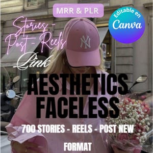 700 Bundle for Instagram | Reels, Stories, Posts + MRR | Canva Editable | Coquette Marketing Content, Pink faceless
