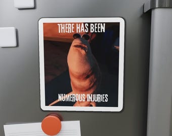 Numerous Injuries, Funny Die-Cut Magnet - Meme Decor, Office Humor, Refrigerator Decoration, Gift for Friends