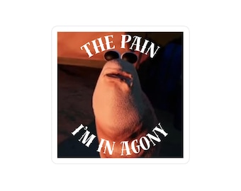 May include: A digital illustration of a character from the movie Finding Nemo, with the text "THE PAIN I'M IN AGONY" superimposed on the image.