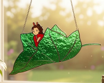 Arrietty Inspired Resin Suncatcher, Ghibli Style Window Hanging, Botanical Floral Art, Cottagecore Home Decor, Gift for Her