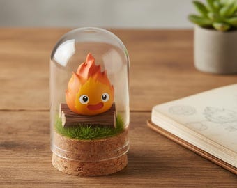 Figurka Calcifer Ghibli Studio Diorama, dekoracja biurka inspirowana Ruchomym Zamkiem Hauru, ręcznie malowana figurka postaci z anime