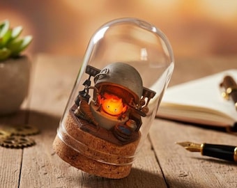 Luz de noche de diorama de Calcifer de El castillo ambulante, decoración para el hogar inspirada en Studio Ghibli, regalo encantador para fans del anime, exhibición artesanal