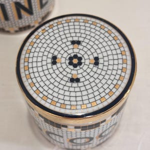 Anthropologie French Bistro Tile Canister Set Rise & Shine Du Jour Scoop 3pc image 8