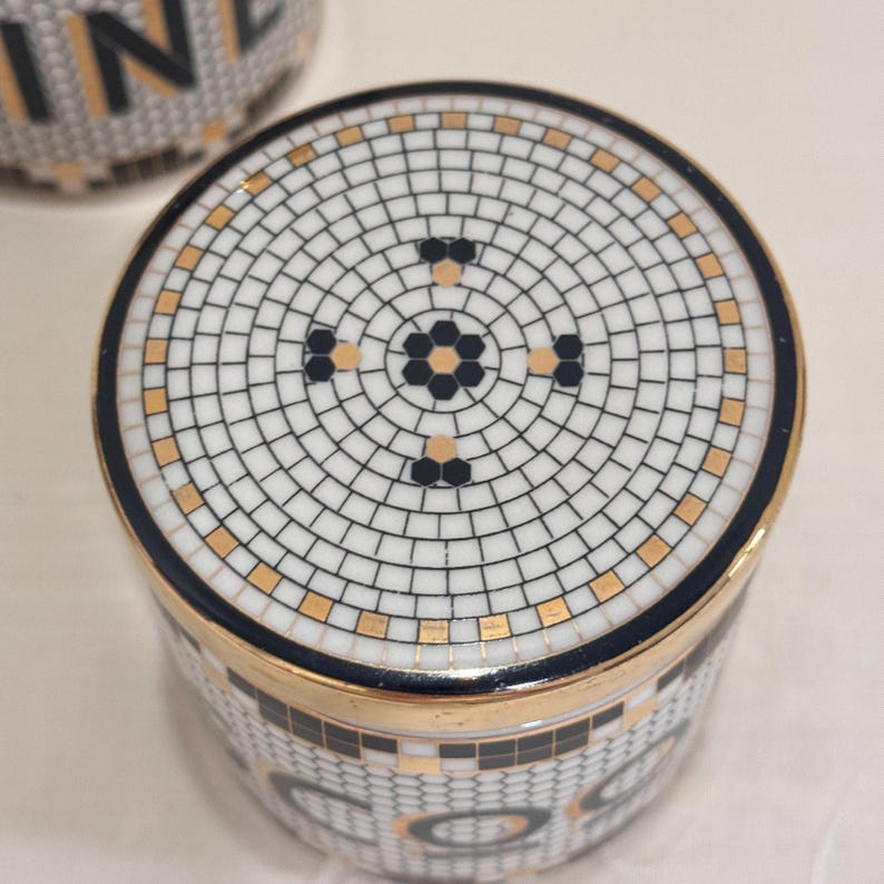 Anthropologie French Bistro Tile Canister Set Rise & Shine Du Jour Scoop 3pc image 8