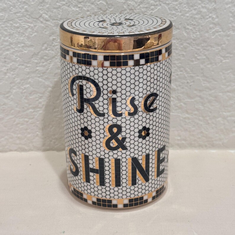 Anthropologie French Bistro Tile Canister Set Rise & Shine Du Jour Scoop 3pc image 10
