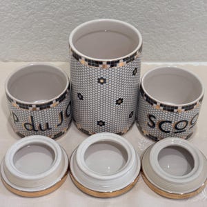 Anthropologie French Bistro Tile Canister Set Rise & Shine Du Jour Scoop 3pc image 14