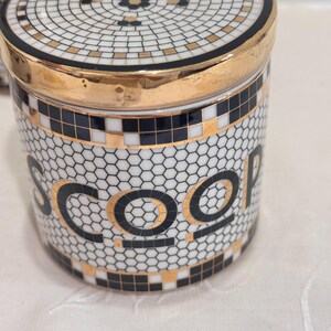 Anthropologie French Bistro Tile Canister Set Rise & Shine Du Jour Scoop 3pc image 7