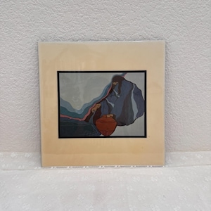 Vintage Amado Pena Tomando Agua Keramikfliesen-Wandkunst A.R.T. Co Southwest 11 Zoll