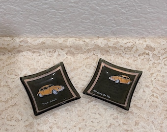 1960s VW Beetle Think Small Grow on You Daryl Motors Mini Ashtray Lot Volkswagen
