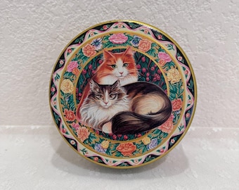 ヴィンテージ ミルクチョコレート 猫柄 花柄 猫缶 丸型 キャンディ チョコレート収納 7.5インチ