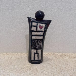Sällsynt 30 cm Barb Hertel Guardian Spirit Angel Raku Keramikskulptur Signerad Oregon