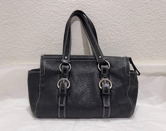 Vintage Coach Chelsea F10887 Black Pebbled Leather Zip Satchel Shoulder Bag