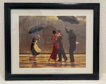 Estampe encadrée « Le majordome chanteur » de Jack Vettriano, Portland Gallery, 21 x 18 pouces