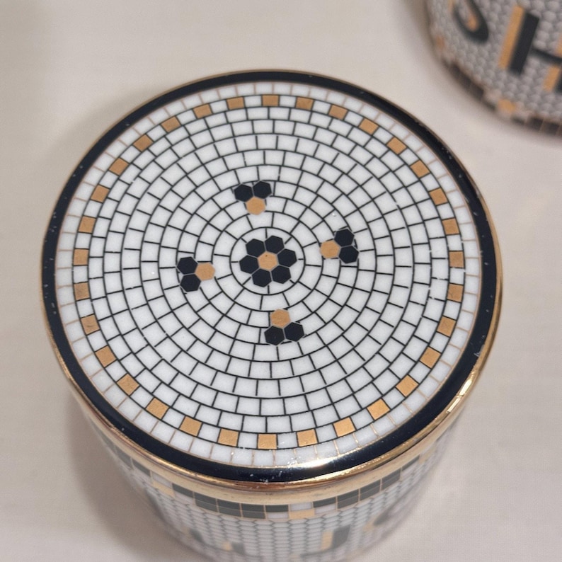 Anthropologie French Bistro Tile Canister Set Rise & Shine Du Jour Scoop 3pc image 4