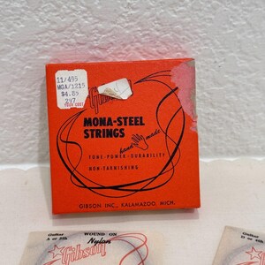 Corde per chitarra vintage Gibson Mona-Steel in nylon, set n. 495, Kalamazoo MI, nuove di zecca. immagine 2