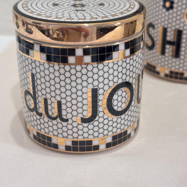 Anthropologie French Bistro Tile Canister Set Rise & Shine Du Jour Scoop 3pc image 3
