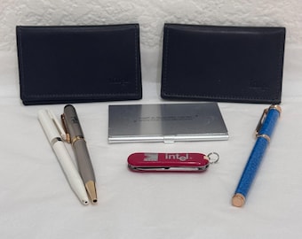 Vintage Intel Corporate Swag Lot Victorinox mes kaarthouders pennen Y2K