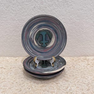 Vintage Lafayette NJ Marbled Agateware Anchor Coasters Studio Pottery Set 3