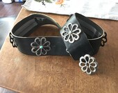 Vintage sand cast silver and turquoise concho belt