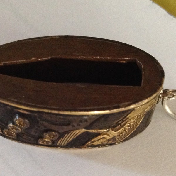 Antique shakudo japanese fuchi pendant