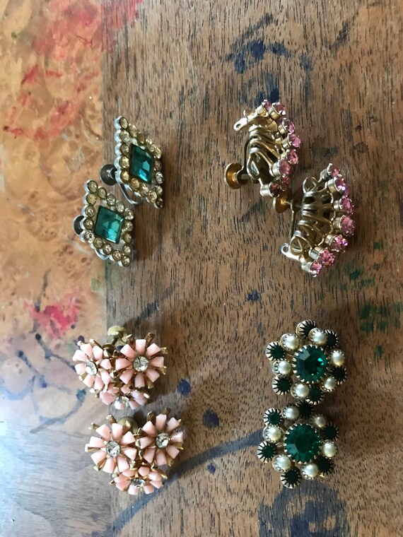 Four pairs if rhinestone crystal costume jewelry s
