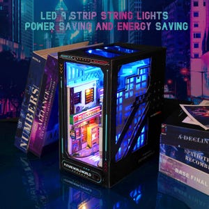 Cyberpunk DIY Book Nook Kit: Futuristic Miniature Diorama