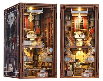 Library Book Nook: 3D Wooden Puzzle Shelf Insert Model
