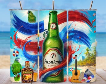 Dominican Republic Tumbler Wrap PNG |  Beer tumbler  png| DR Flag 20oz Skinny Sublimation Design|20oz Skinny Tumbler PNG| Digital Download