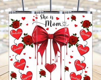 20oz Skinny Tumbler Wrap PNG,Mom Tumbler Wrap,Mother’s Day Gift,Coquette Bow Tumbler,Red Bow Design,Mom Affirmation Wrap,Digital Download