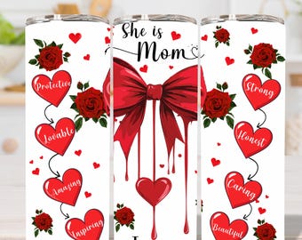 Personalized mothers day tumbler Wrap PNG, 20oz Skinny Tumbler Design,Mother’s Day Gift ,She is Mom Sublimation,Digital Download