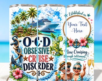 Custom Retirement Cruise Tumbler Wrap PNG, 20oz Skinny Sublimation, Cruise Lover Vacation Design, Digital Download