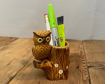 1970s Vintage Owl Figurine Candle Toothpick Holder Gag Gift