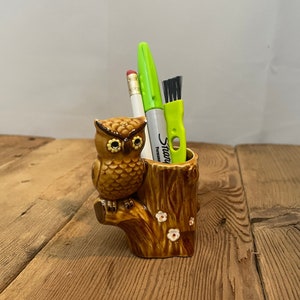 1970s Vintage Owl Figurine Candle Toothpick Holder Gag Gift image 1