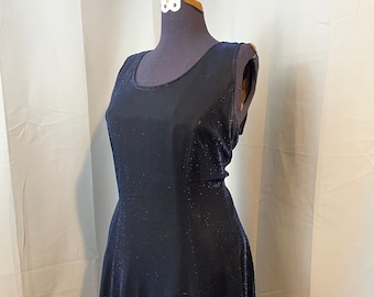 1990s Vintage Mini Dress Blue Black Sparkle Prom Grunge Skater L XL