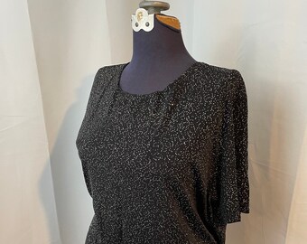 Vintage Space Sparkle Tee Black with Rainbow Glitter Stretch Top 90s PLUS
