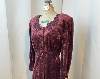 Crushed Velvet Witch Dress 80s Purple Stevie Nicks Fleetwood Mac Romantic boho M