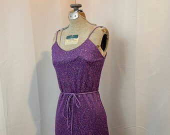 90s Vintage Dress Purple Glitter Grunge mini bodycon S XS