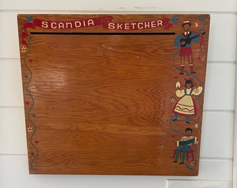 FAO Schwartz Scandia Sketcher Wood easel Hand painted Drawing Board Home Decor