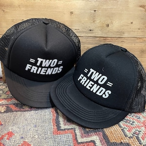 Two Best Friends Trucker Hat Hats Gift Set of 2 1980s vintage black white snapback