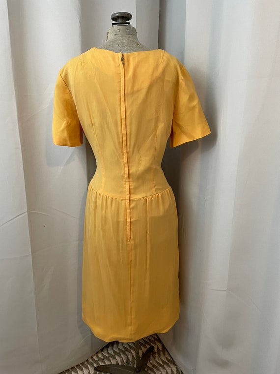 1950s Leslie Fay Cocktail Dress Mustard Yellow Go… - image 4