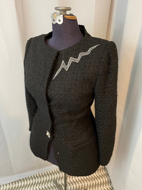 1980s Lightening Bolt Blazer boucle suit jacket B… - image 1