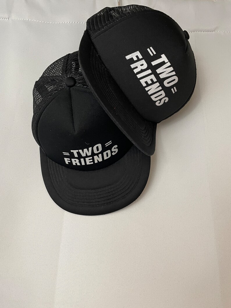 Two Friends Trucker Hat Hats Best Buds Gift Set of 2 80s vintage black white image 2