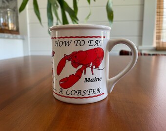 Maine How to Eat a Lobster souvenir Mug vintage road trip Gift