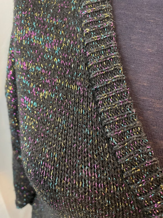 Rainbow Lurex Black V Neck Sweater Pullover paste… - image 3