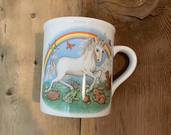 Unicorn Mug 1980s Vintage Kidcore Rainbow Pastel Woodland Creatures Gift for Her